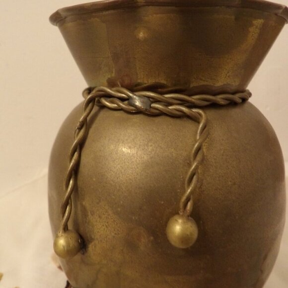 VINTAGE Brass Vase with Brass Rope - Picture 2 of 3